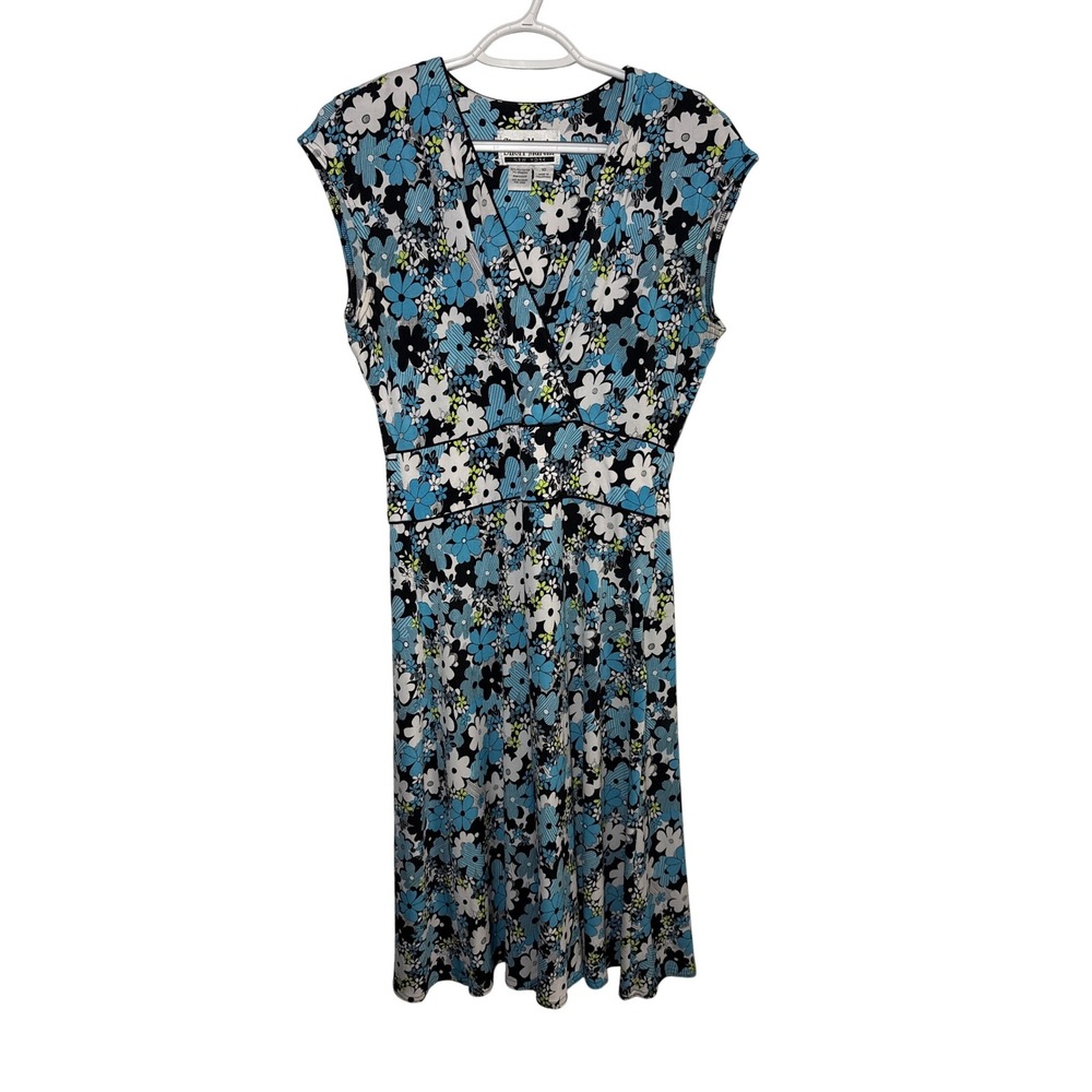 Sheri Martin Y2K Floral Cap Sleeve Wrap Dress Womens 10 Fairy Cocktail Vintage‎